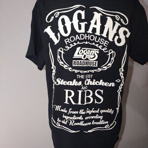 Logans Roadhouse Black T-Shirt Gildan Graphic Logo Print Unisex-SIZE: MEDIUM